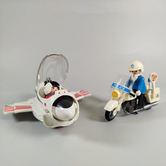 Playmobil Düsenjet & Polizeimotorrad Set