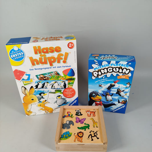 Ravensburger Spiele- und Puzzle-Bundle: Bewegung, Pinguin-Strategie & Tierpuzz