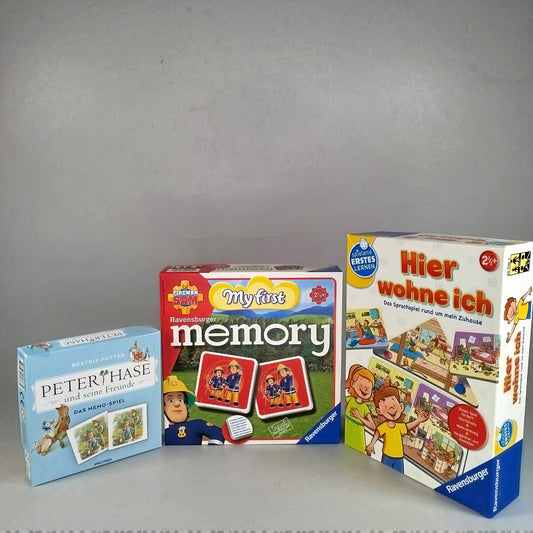 Ravensburger, Beatrix Potter Spiele-Set: Hier wohne ich, Peter Hase Memo und Feuerwehrmann Sam